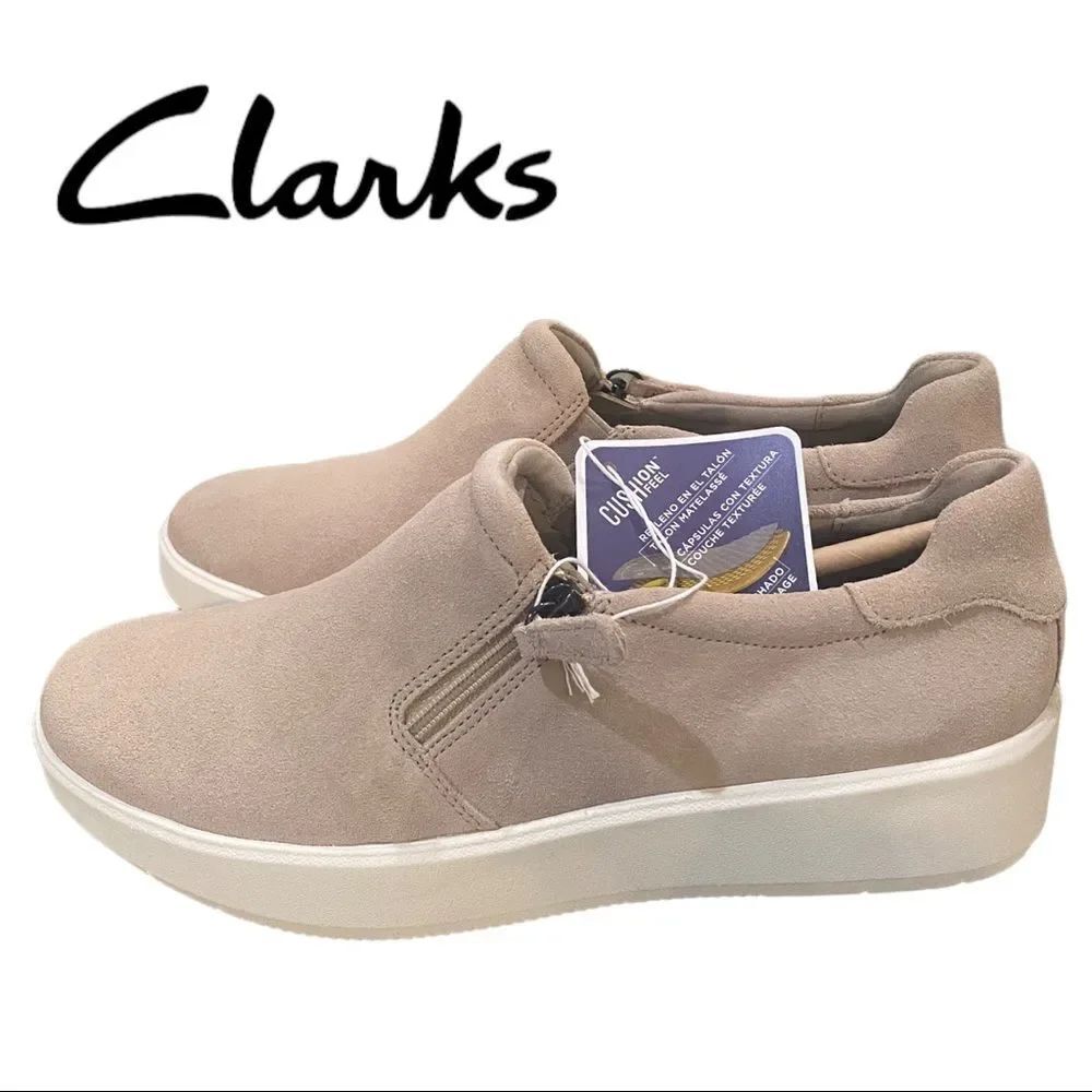 NEW Clarks Collection Layton Step Lt. Taupe Suede Sneakers 9.5